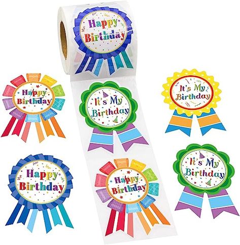 Birthday Badge Sticker for Classroom 200 pieces Each stickers measures 3.7 x 2.8 inches 4 unique designs. Shrink-wrapped. Classroom Birthday Party, Classroom Birthday Gifts, Potty Training Stickers, Happy Birthday Stickers, Graduation Stickers, Home Classroom, Classroom Birthday, Stickers For Kids, Birthday Badge