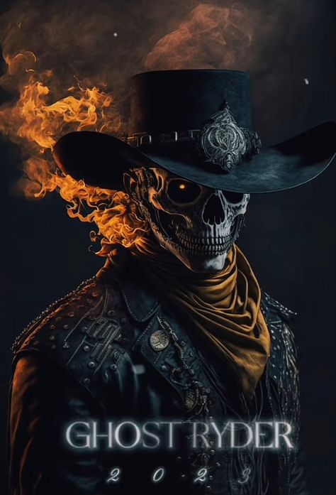 Scary Scarecrow Costume, Ghost Rider Images, Ghost Rider Tattoo, Sorceress Art, Western Gunslinger Art, Ghost Raider, Cowboy Character Design, Colorful Skull Art, Black Skulls Wallpaper