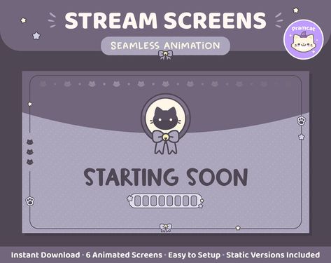 Kawaii Cat Animated Stream Screens | Twitch Overlay | Youtube | Pink Pastel | Starting Soon, BRB, Stream End, Thanks for Watching, Offline Cat Twitch Overlay, Twitch Starting Soon Screen, Twitch Overlay Ideas, Joker Photos Hd, Twitch Starting Soon, Free Twitch Overlay, Youtube End Screen, Starting Soon Screen, Stream Starting Soon