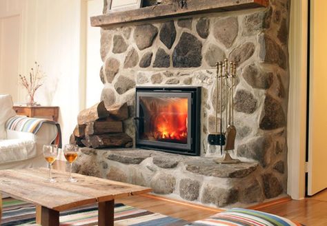 How to Clean a Stone Fireplace - scroll for TSP instructions How To Clean Stone, River Rock Fireplaces, Cast Stone Fireplace, Cottage Fireplace, Stone Fireplace Mantel, Stone Fireplace Surround, Clean Fireplace, Natural Stone Fireplaces, Cleaning Stone