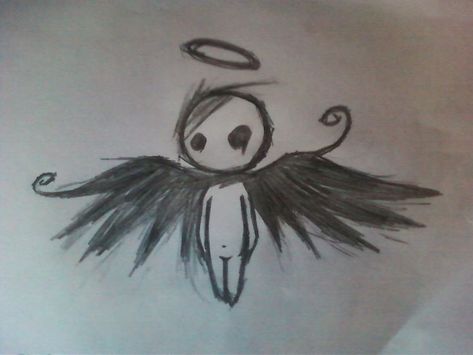 Cool Simple Drawings Doodles, Simple Emo Drawings, Angel And Demon Drawing, Cute Emo Drawings, Easy Emo Drawings, Dark Demon Art, Scary Doodles Easy, Emo Drawing Ideas, Emo Drawing Ideas Easy