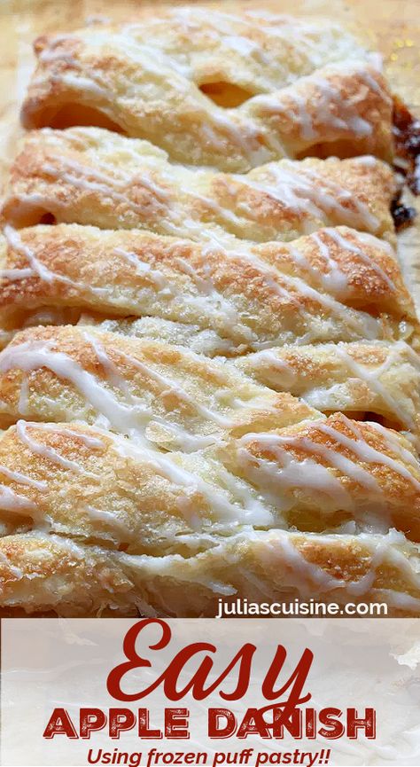 Easy Apple Danish Danish Apple Cake, Danish Recipe Puff Pastry, Apple Danish Recipe, Pastry Braid, Keto Hacks, Apple Danish, Danish Cuisine, Mini Pie Recipes, Cottage Pie Recipe