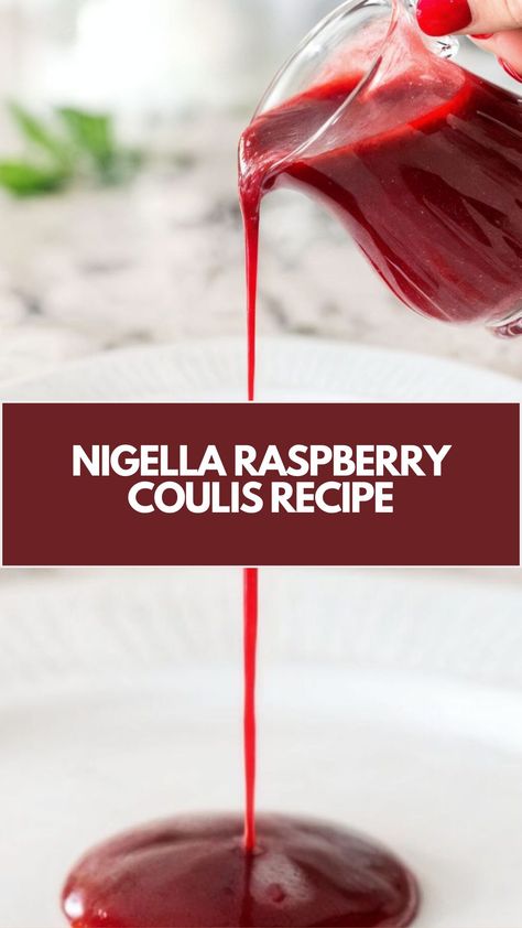 This easy and delicious raspberry coulis is perfect for adding a burst of flavor to any dessert. With just a few simple ingredients, you’ll have a smooth, fruity sauce that’s ready in minutes. Inspired by Nigella, this quick recipe can be made with pantry staples and a splash of liqueur for extra flair! Raspberry Puree Recipe, Raspberry Coulis Recipe, Nigella Lawson Desserts, Coulis Recipe, Nigella Lawson Recipes, Sweet Sauces, Raspberry Coulis, Raspberry Sauce, Nigella Lawson