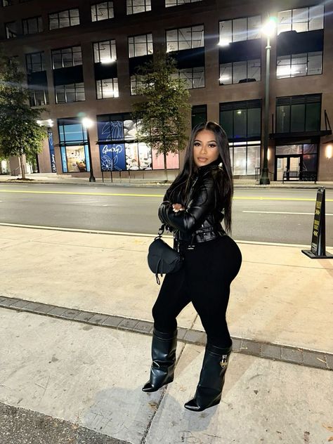 All Black Fall Outfits Going Out, Black Women Outfit Ideas Winter, Dress And Bomberjack Outfit, Fashion Nova Date Night Outfits, Outfits With Shark Boots Black Women, How To Dress For Las Vegas Outfit Ideas, Fold Over Wedge Boots Outfit, Blazer Dress Outfits Black Women, Black Boots Outfit Black Women