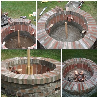 DIY Brick Fire Pit Day Three Diy Brick Fire Pit, Backyard Bonfire, Brick Fire Pit, Fire Pit Furniture, Stone Fire Pit, Fire Pit Ideas, Fire Pit Designs, Yard Project, Diy Fire Pit