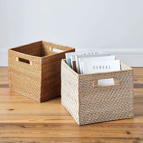 Modern Weave Storage Bins Woven Hamper, Storage Cubby, Harvest Basket, Kallax Ikea, Cube Storage, Storage Bin, Wicker Laundry Basket, Cubbies, West Elm