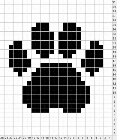 V Paw Crochet, Crochet Blanket Stitch Pattern, Graph Crochet, Crochet Cat Pattern, Paw Pattern, Pixel Crochet, Tapestry Crochet Patterns, Pixel Art Pattern, Crochet Tapestry