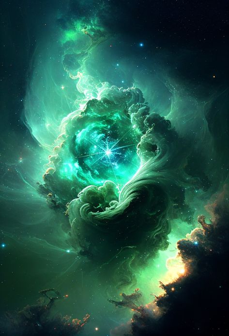 Green Space Wallpaper, Green Universe, Green Nebula, Green Room Decor, Art Spatial, Cool Galaxy Wallpapers, Space Nebula, Green Galaxy, Space Phone Wallpaper