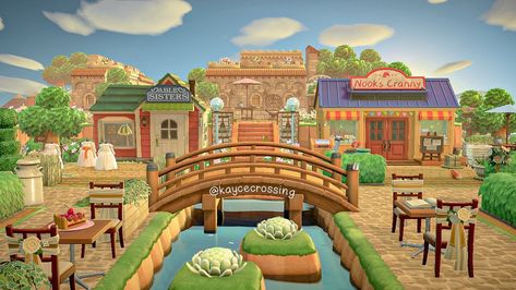 Shopping District Animal Crossing, Plaza Design, Pink Island, Acnh Cottagecore, Shopping District, Animal Crossing 3ds, Animal Crossing Guide, Animal Crossing Qr Codes Clothes, Animal Crossing Wild World