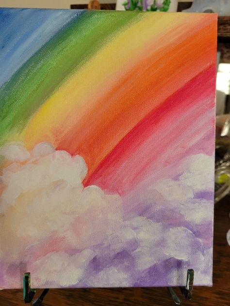 Easy Rainbow Painting Ideas On Canvas, Easy Rainbow Painting, Rainbow Painting Ideas, Painting Ideas Kids, Rainbow Art Painting, Rainbow Acrylic Painting, Rainbow Canvas Painting, Rainbow Paintings, Diy Canvas Art Easy