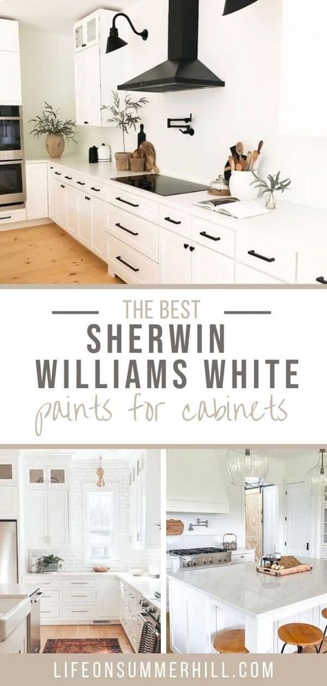 Cabinet Color For White Appliances, Most Popular White Paint For Cabinets, White Cabinets White Walls Kitchen, White Painted Cupboards, Decor For All White Kitchen, White Cabinets Off White Walls, Sherwin Williams Oxford White, Popular White Paint Colors For Cabinets, White Wall And Cabinet Color Combinations