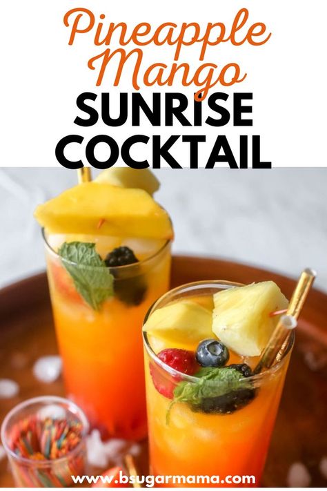 Pineapple Drinks In A Pineapple, Coctails Recipes Pineapple Juice, Pineapple Mango Mocktail, Mango Pineapple Cocktail, Strawberry Mango Cocktail, Peach Mango Cocktail, Pineapple Sunrise Drink, Mango Pineapple Vodka Drinks, Svedka Mango Pineapple Recipes