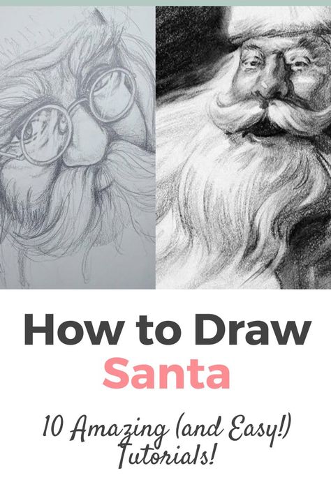 Easy Christmas Sketches To Draw, Santa Drawing Realistic, How To Draw A Santa Face, How To Paint Santa Face Step By Step, How To Paint Santa, Painting Santa Faces Easy, Paint Santa Face, How To Draw Santa Claus, Christmas Drawings Pencil Sketches