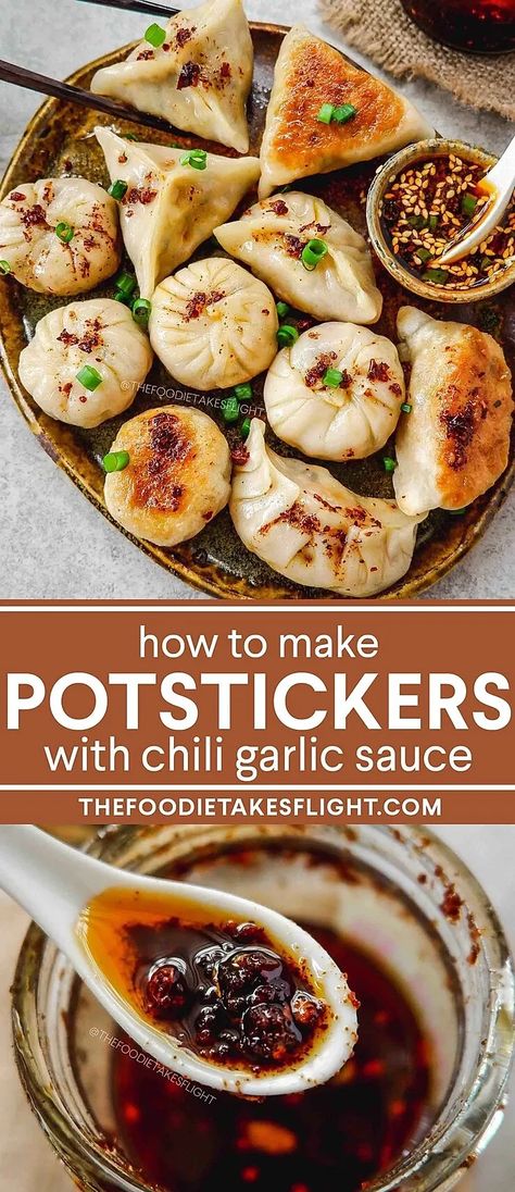 Potstickers Recipe, Vegan Dumplings, Brazilian Samba, Chili Garlic Sauce, Homemade Chili, Dumpling Recipe, Garlic Sauce, Asian Cooking, Asian Dishes