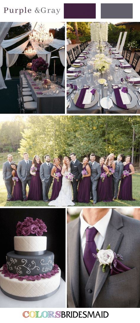 Purple Wedding Color Schemes, Color Schemes Purple, Purple And Gray Wedding, Wedding Color Schemes Purple, Fall Wedding Color Schemes, Fall Wedding Color Palette, Wedding Colors Purple, 13 November, Gray Wedding