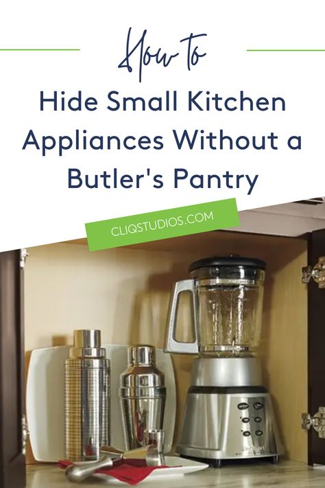 Don't spend countless hours and thousands of dollars just to end up with a cluttered kitchen remodel. Plan your renovation with a focus on maximizing storage for the best results. Learn how to hide small appliances without building a butler's pantry here. How To Hide Appliances On Counter, Hide Kitchen Appliances Diy, Pantry Appliance Counter, Hide Countertop Appliances, Hide Small Kitchen Appliances, How To Hide Alexa In Kitchen, Small Appliance Storage Pantry, Hide Kitchen Appliances, Light Grey Shaker Kitchen