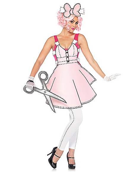 Adult Paper Doll Costume - Spirithalloween.com Marshmallow Costume, Creepy Doll Costume, Paper Doll Costume, Masque Halloween, Superman Wonder Woman, Paper Dress, Steampunk Costume, Pirate Costume, Star Wars Baby