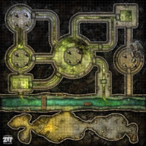 [OC] FREE 50x50 Battlemap: Sewers (Curse of the Wererat) - Album on Imgur Dungeon Map, Fantasy Dungeon, Pathfinder Maps, Map Layout, Battle Map, Tabletop Rpg Maps, Dnd 5e Homebrew, Fantasy Maps, Dnd Maps