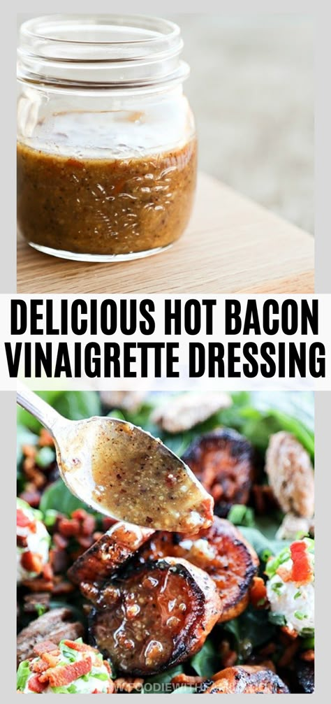 Hot Bacon Vinaigrette Dressing is just the dressing to win over the salad doubters in your life. It is absolutely magnificent when poured hot over Brussels sprouts or warm over spinach salad, but is also a-okay at room temperature over a tossed salad with romaine or leaf lettuce and all the fixings. #bacon #dressing #homamdedressing #saladdressing Spinach Salad Recipes Dressing, Bacon Vinaigrette Dressing, Spinach Salad Dressing, Warm Bacon Dressing, Bacon Vinaigrette, Hot Bacon Dressing, Salad Cucumber, Bacon Dressing, Leaf Lettuce