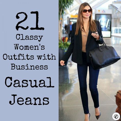 Outfits-with-Business-Casual-Jeans-1-500x500 Wearing Business Casual Jeans-21 Ways to Wear Jeans at Work Jeans At Work, Friday Outfit For Work, Business Casual Jeans, Jeans Outfit For Work, Business Casual Dress Code, Dressy Jeans, Classy Outfits For Women, Jeans Outfit Women, Office Casual Outfit