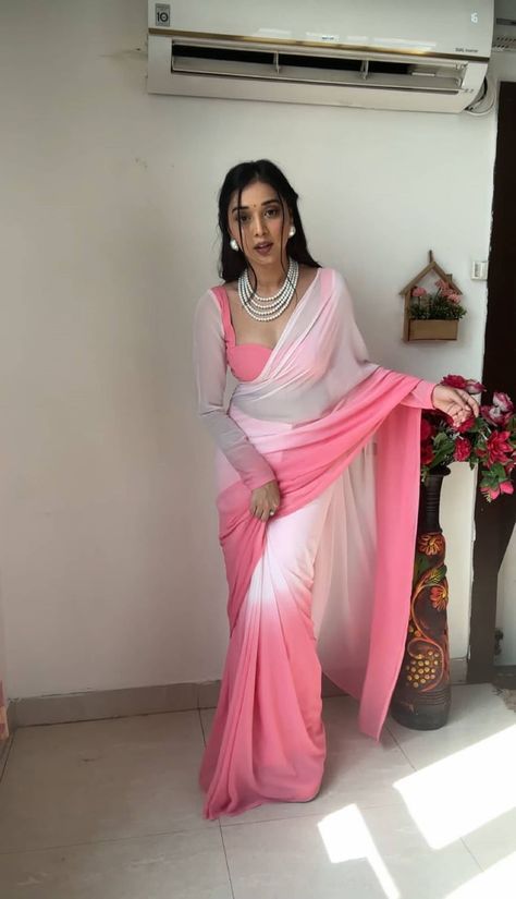 Simple Sarees For Farewell, Readymade Sari, Girls Saree, Farewell Sarees, One Minute Saree, Stitched Saree, Saree Wearing, Saree Bollywood, Bridesmaid Saree