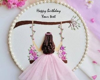 Handmade Hoop Art-Wedding Anniversary Hoop-Handmade Embroidery Gift-Best Wedding Gift-Birthday Gift- Embroidery Hoop For Best Friend, Birthday Embroidery Hoop Pattern, Hoop Art Embroidery Birthday, Happy Birthday Embroidery Designs, Embroidery Birthday Gift Ideas, Birthday Hoop Art, Happy Birthday Embroidery Hoop, Embroidery Hoop Art Birthday, Birthday Embroidery Hoop