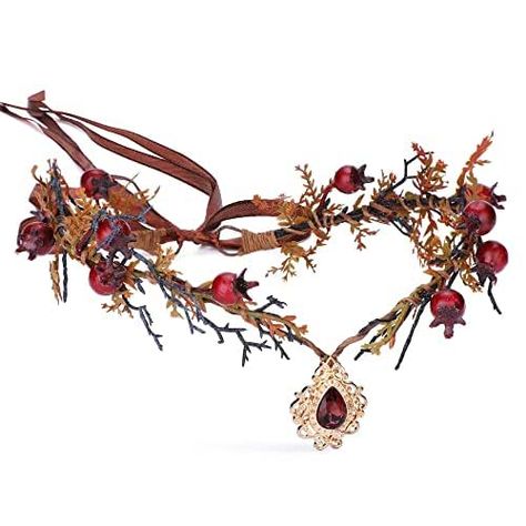 MOSTORY Handmade Elf Crown - Flower Fairy Headpiece Woodland Elven Headband Forest Fruit Circlet for Women Girls Renaissance Halloween Cosplay Red Woodland Fairy Crown, Elven Headpiece, Thorn Crown, Elf Crown, Woodland Crown, Fairy Headpiece, Fairy Cosplay, Forest Fruits, Fairy Crown