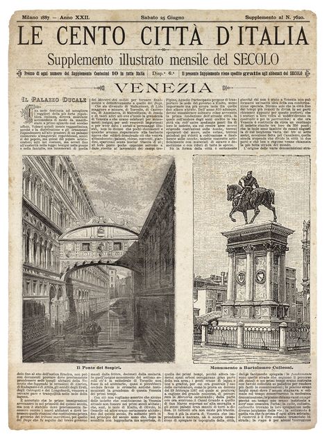 MORE VINTAGE NEWSPAPERS PRINTS HERE: https://www.etsy.com/shop/FirstClassDesignCo?section_id=14254867&ref=shopsection_leftnav_3 ★ A beautiful reproduction Vintage Italian Newspaper - Venezia Full Cover 1 Circa 1887. First published in the 1870s and 1880s, as supplements to the Genoa daily Il Secolo XIX, these front pages feature iconic scenes of Florence, Rome, Venice and more. Originally, they were intended to stir patriotism and promote tourism in a recently unified Italy. Today, our repro Vintage French Newspaper, Old Italy Aesthetic, Vintage Newspaper Aesthetic, Old Italian Aesthetic, Rebranding Ideas, Italian Newspaper, Large Widget, Rome Italy Aesthetic, Old Italy