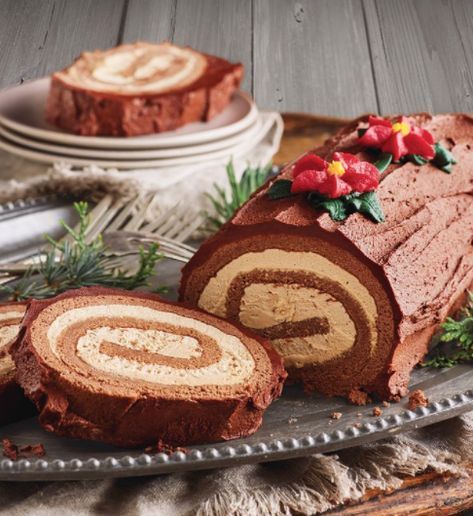 The 10 Best Holiday Items You Can Buy At Trader Joe's This Winter, According To EmployeesDelish Yule Log Cake Recipe, Traditional French Desserts, Traditional Christmas Desserts, Chocolate Roulade, Sponge Cake Roll, Gourmet Bakery, Yule Log Cake, Chocolate Fudge Frosting, Gourmet Cakes