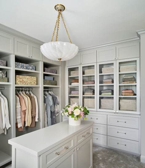 Gray Closet, Transitional Closet, Master Closet Design, Closet Island, Organized Closet, Dressing Room Closet, White Closet, Walking Closet, Dream Closet Design