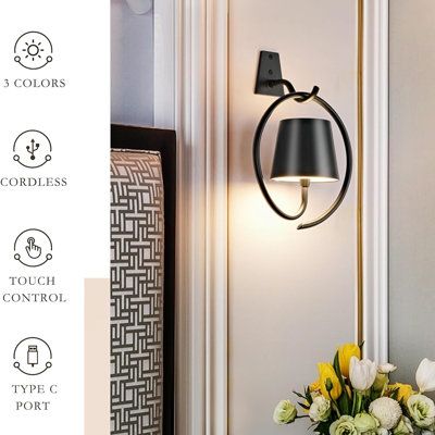 Enhance your home with this modern wall sconce. Enjoy 360° uniform lighting and protect your eyes with high-quality LED beads. Perfect for any room, this sconce provides reliable and versatile lighting. | Wrought Studio™ Alexisia Candle Wall Light 5.51 H x 9.41 W x 9.61 D in Black | 5.51" H X 9.41" W X 9.61" D | Wayfair Black Candle Sconces, Dining Room Wall Lights, Fireplace Wall Sconces, Fireplace With Sconces, Wall Sconces Living Room Decor, Fireplace Room, Wall Sconces Living Room, Sconces Living Room, Wall Scones