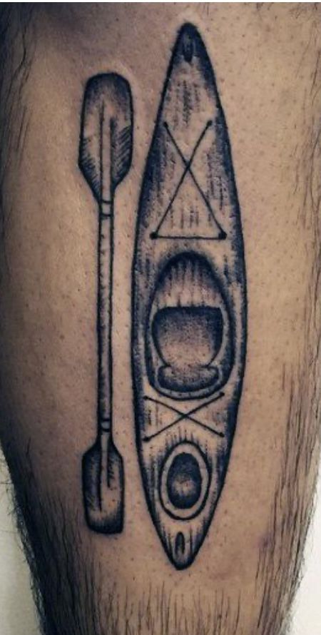 Kayaking Tattoo Ideas, Kayak Tattoos, Kayak Tattoo, Kayak Art, Scottish Tattoos, Water Lily Tattoos, Beach Kayak, Sit On Kayak, White Water Kayak