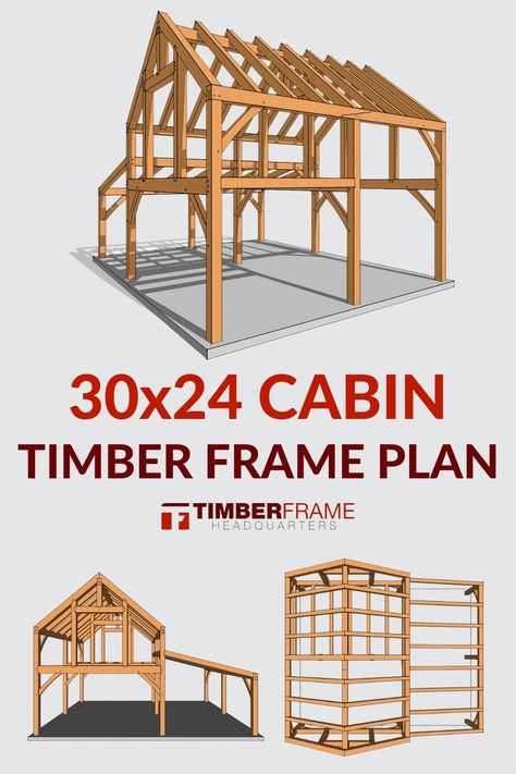 Timber Frame Workshop, Quick Build House, Timber Frame Cabin Plans, Cabin With Loft, Timber Frame Floor Plans, Timber Frame Garage, Cabin House Design, Timber Frame Home Plans, Lofted Barn Cabin