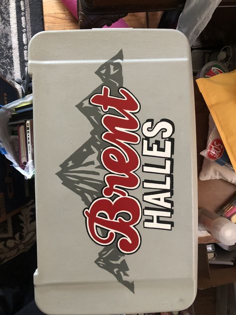 Hand Painted Cooler Frat Coolers Ideas Coors Light, Coors Light Painting, Top Of Frat Cooler Ideas, Frat Ice Chest Cooler Painting, Frat Cooler Chicago, Coors Banquet Frat Cooler, Painted Frat Cooler Ideas, Frat Cooler Inspiration, Austin Formal Cooler