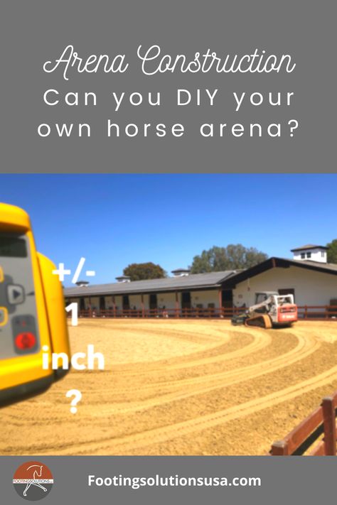 Arena construction with professional equipment is imperative to the longevity of your riding ring. Roping Arena Layout, Dressage Arena Letters, Covered Riding Arena, Arena Footing, Horse Riding Arena, Dressage Arena, Riding Arena, Horse Barn Ideas Stables, Horse Arena