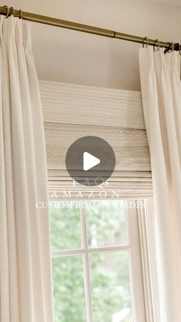 Kinsey Walsh | Home Decor • Design on Instagram: "✨Luxe for Less Custom Roman Shades FAQs ✨  🔗 Comment SHOP for links or find them in my Amazon Storefront (under photos)  These beautiful Roman Shades are customizable in length/width/mount/lining/color! Thank you to @twopagescurtains for gifting me these Roman Shades!  🔸Bay Window Roman Shade Details🔸  One (middle big window): 🔹 Marble White Cordless Bamboo 🔹 Outside Mount 🔹 50in Width x 70in Length 🔹 Blackout Liner 🔹 No edge binder  Two (small side windows): 🔹 Marble White Cordless Bamboo. I’ve also added a link to grab a swatch book to help you decide which color to get!  🔹 Outside Mount 🔹 26in Width x 70in Length 🔹 Blackout Liner 🔹 No edge binder  I hung the shades 7 in above my window to make my windows appear taller.   #ho Roman Shade With Curtains, Bamboo Shades With Curtains, Roman Shades With Curtains, Bay Window Roman Shades, Roman Shades Bedroom, Outside Mount Roman Shades, Small Window Treatments, Bay Window Treatments, Cornice Boards