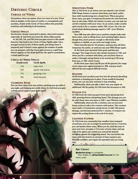 Druid Aesthetic, Druid Magic, Druid Circle, 5e Classes, Dnd Subclasses, Homebrew Classes, Dnd 5, Dungeons And Dragons Rules, Dnd Druid