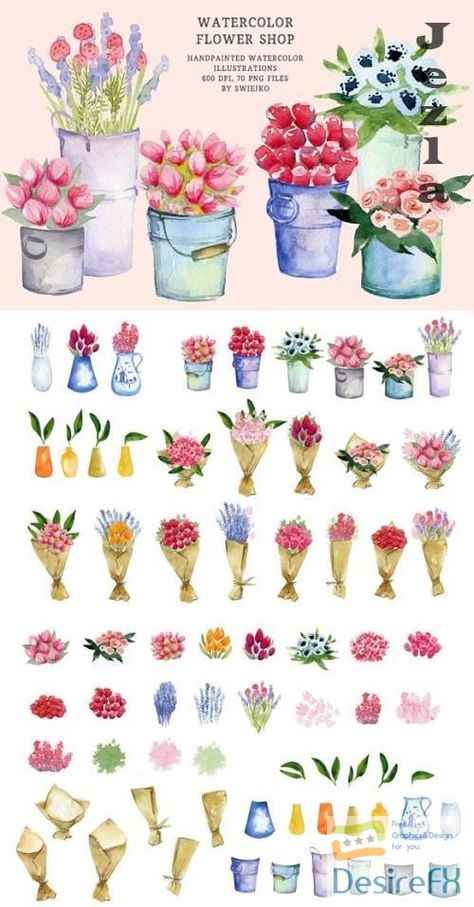 Watercolor Flower Shop - Mother's Day Cute Flower Shop Drawing, Florist Shop Drawing, Flower Shop Watercolor, Flower Shop Sketch, Flower Shop Drawing, Flower Shop Painting, Flower Shop Illustration, Flower Shop Art, Bouquet Of Flowers Drawing