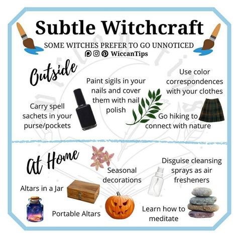 Wiccan Witch〡Lidia Pradas on Instagram: “Do you use subtle witchcraft?⁠ ⁠ Sadly, for some witches being completely open about their craft is not possible due to safety reasons.…” Subtle Witchcraft, Witcher Magic, Witchy Flowers, What Is Paganism, Magical Lifestyle, Wiccan Tools, Everyday Witchcraft, Witch Types, Village Witch