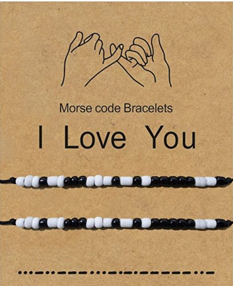 I Love You Moris Code Bracelet, Morse Code Nails, Morse Code Words, Code Morse, Relationship Bracelets, Bracelet Couple, Morse Code Bracelet, Beads Bracelet Design, Beaded Jewelry Designs