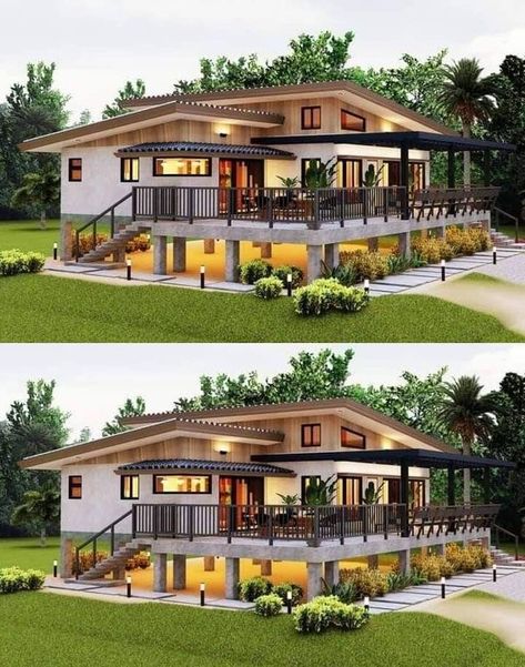 Stilt House Plans Modern, Modern Filipino House, Stilt House Plans, Filipino House, Stilt House, Stilt Houses, Elevated House, Building Design Plan, Tropical House Design