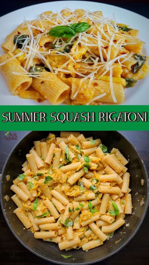 Sunburst Summer Squash Recipes, Yellow Squash Pasta Sauce, Summer Squash Mac And Cheese, Summer Squash Pasta Recipes, Zucchini And Yellow Squash Recipes Pasta, Squash And Spinach Recipes, Yellow Squash Pasta Recipes, Pasta With Yellow Squash, Summer Squash Recipes Healthy