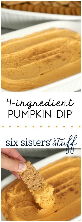 This 4-Ingredient Pumpkin Dip from SixSistersStuff.com is so delicious and perfect for parties! Pumpkin Dip Recipe, Pumpkin Pie Dip, Autumn Treats, Pie Dip, Pumpkin Dip, Sweet Dips, Dessert Dips, Vanilla Wafers, Pumpkin Flavor