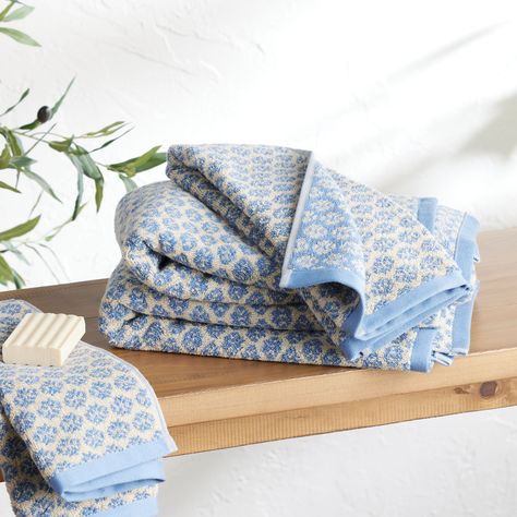 Aria Chambray Blue and Ivory Terry Towel Collection - World Market Hand Towels Bathroom, Blue Towels, Towel Collection, Terry Towel, Face Towel, Kids' Bathroom, World Market, Hand Towel, Store Fronts