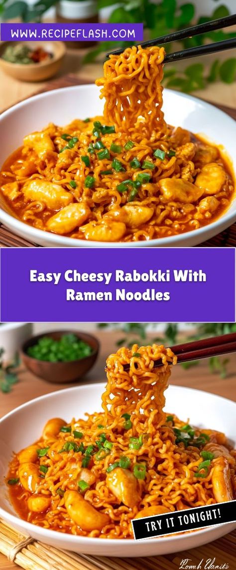 Want to elevate your dinner routine with something exciting? Easy Cheesy Rabokki with Ramen Noodles offers a delightful fusion of flavors that will leave everyone wanting more. Remember to save this recipe for your next dinner gathering or cozy night in! Korean Tteokbokki, Cheesy Ramen, Ramen Noodles Recipe, Ramen Seasoning, Dinner Gathering, Ramen Noodle Recipes, Ramen Noodle, Noodles Recipe, Easy Cheesy