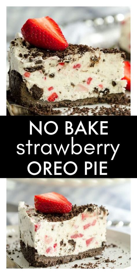 Oreo Salad, Strawberry Jello Dessert, Easy Strawberry Desserts, Whipped Cream Desserts, Yummy Pie Recipes, Oreo Pie, Just Pies, Baking Recipes Cookies, Baked Strawberries