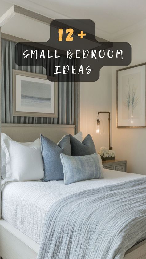 Looking to revamp your small bedroom? Click to discover 12 creative ideas that transform limited space into a cozy retreat! 🛏️💡 #SmallBedroom #BedroomIdeas #CozyHome #SpaceSaving #InteriorDesign Small Room Remodel Bedroom, Maximizing Space In A Small Bedroom, Bedroom Ideas For Small Rooms With Tv, Small Bedroom Ideas Cozy Relaxing, Centered Bed In Small Room, Tiny Bedroom Inspo Aesthetic, Hotel Inspired Bedroom Small Spaces, Small Bedroom King Bed Layout Decorating Ideas, Small Guest Bedroom Decor Ideas