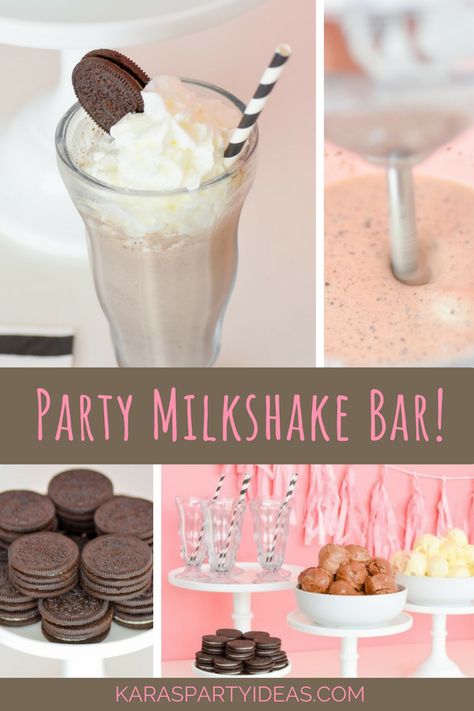 Kara's Party Ideas Party Milkshake Bar! | Kara's Party Ideas Milkshake Bar Party Ideas, Milk Shake Bar Ideas, Diy Milkshake Bar, Milkshake Birthday Party, Milkshake Party Ideas, Milkshake Bar Party, Milkshake Bar Ideas, Birthday Milkshakes, Milkshake Party