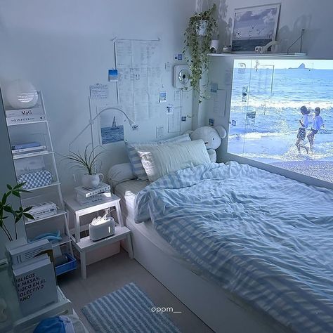 Save this pin for the best blue dorm room ideas to elevate your college living space! From stylish decor to practical solutions, these ideas will inspire you to create a space you'll love. #DormRoomDecor #CollegeLife #HomeDecorIdeas Blue Room Designs Bedroom Ideas, Blue Bedroom Aesthetic Ideas, Cute Blue Room Decor, Baby Blue Dorm Room, Blue Minimalist Room, White And Blue Room Aesthetic, Blue Room Aesthetic Ideas, Baby Blue Room Ideas, Light Blue Aesthetic Bedroom Ideas