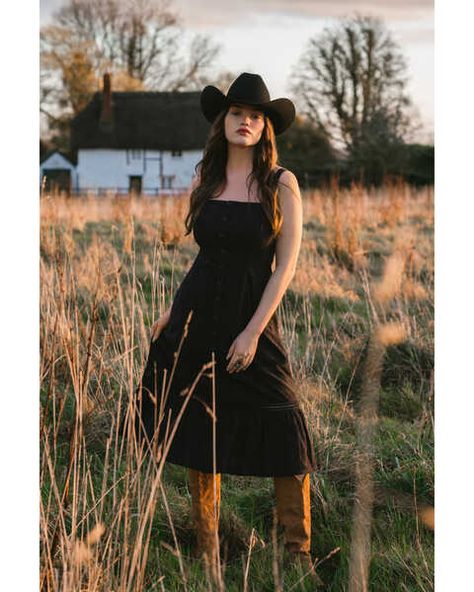 Idyllwind Womens Rockwood Button Front Midi Dress, Black Long Spaghetti Strap Dress, Hats Western, Midi Dress Black, Button Front Dress, Fringe Dress, Eyelet Lace, Western Dresses, Romper With Skirt, Spaghetti Strap Dresses